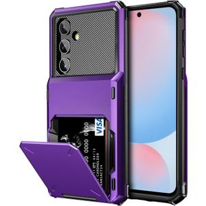 Vofolen for Samsung Galaxy S24 FE Case Wallet with Card Holder Dual Layer Heavy Duty Shockproof Hidden Flip 4-Card Slot Large Storage Protective Galaxy S24 FE Wallet Case for Women Men, 6.7" Purple