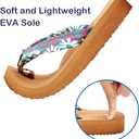 Ampeo Women's Arch Support Flip Flops Comfortable Casual Summer Beach Thong Sandals (10, Floral Green)