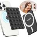 amBand Magnetic Suction Octo Cup Buddy Phone Case Mount Stocking Stuffers for Men Women, Silicone Sticky Grip with Adapter Ring for MagSafe Fits iPhone, Hands-Free Video/Selfie Portable Holder - Black
