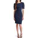 DKNY Women's Short Sleeve Ruched Knee Length Sheath Dress with Button Detail (14)