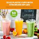 32 oz Clear Plastic Cups With Lids & Straws Thick, Reusable, Disposable Iced Coffee Cups for Smoothies, Beer & Any Beverages for Parties, (32 OZ)