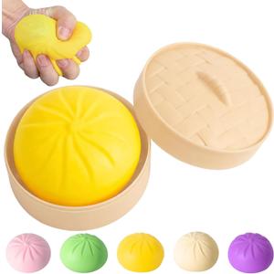 Dumpling Squishy, Mystery Squishy Dumpling Box, Sensory Stress Ball Squeeze Toys for Stress Relief, Cute Soft Decompression Dough, Easter Gift, Easter Basket Stuffers (Yellow)