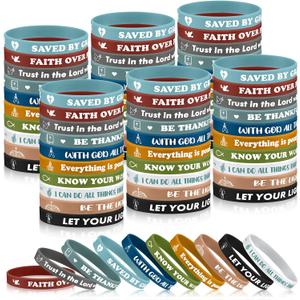 Syhood 200 Pieces Bible Verse Bracelets Bulk Gifts for Mother's Day Inspirational Christian Bracelets Rubber Scripture Wristbands Motivational Religious Wristbands for Baptism Church, 10 Styles