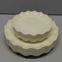 LIYH 24 Pcs Plastic Plates Reusable,Unbreakable Dinner Plates, Scalloped Plastic Plates, Dishwasher Safe,Ivory Plate Sets Perfect for Parties, Birthday, Picnics, BPA Free(12Guests) (10inch and 7.5inch)