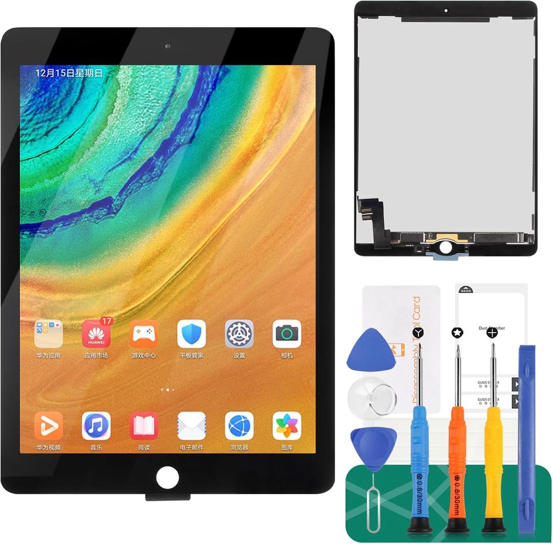for iPad Air 2 2014 LCD Screen for iPad Air 2 Screen Replacement Air 2nd Gen LCD Display A1566 Touch Digitizer Assembly A1567 Repair Parts Kit(Black,No Home Button)