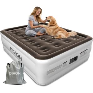 DIVON Full Air Mattress with Built in Pump Raised, 2 Min Self Inflatable Mattress, 18’’ Blow up Mattress for Adults, 660 LBS Portable Air Bed for Guest, Camping, Travel & Floor, Brown, Size: Full 18''
