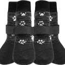 KOOLTAIL Anti Slip Dog Socks for Hot/Cold Pavement to Prevent Licking Paws,Booties for Hardwood Floors,Traction Rain Dog Boots&Paw Protectors Shoes with Grip for Small Medium Large Senior Dogs (Dark Gray) L