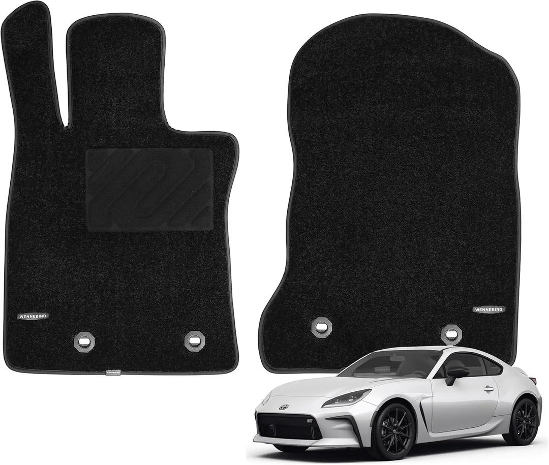 WENNEBIRD Front Carpet Floor Mats for Toyota GR86 2022-2026, 2Pc | 0.6-Inch Ultra-Thick Plush Carpet, Noise-Reducing Comfort, Waterproof TPE Layer, Anti-Slip Backing