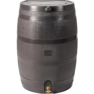 50-Gallon Rain Barrel, Flat Back Rain Water Collection Barrel, Graphite Color