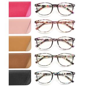 JOLISU 5 Pack Reading Glasses For Women,Blue Light Blocking Computer Reader Spring Hinge Eyeglasses (1.75)