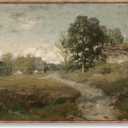 ElfLuna Framed Canvas, Vintage Rural Path Farmhouse Landscape Print, 24"L x 16"W