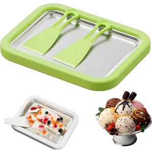 Rolled Ice Cream Maker Machine - Perfect for Home & Parties UseDIY Manual Rolled Ice Cream Tray - Ice Cream Machine for Delicious Hand-Rolled Desserts (Light green)