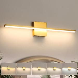 Modern Bathroom Vanity Light 24 Inch, 18W Brushed Gold Bathroom Light Fixture Over Mirror, Dimmable 5CCT LED Wall Sconce Lighting for Restro