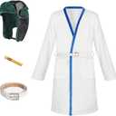 Cousin Eddie Costume Christmas Vacation Robe Belt with Trapper Hat Set Adult Halloween Cosplay Outfits (XX-Large, White)