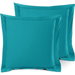 Nestl Soft Pillow Shams Set of 2 - Double Brushed Microfiber Pillow Covers - Hotel Style Premium Bed Pillow Cases, with 1.5 Decorative Flange, Euro 26"x26" - Teal