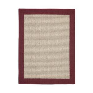 Natural Look Accent Rug Natural Boucle Weave With Red Banded Border 20x34 In