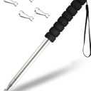 Telescopic Handheld Flagpoles with Clips Portable Flag Pole Lightweight Extendable Tour Guide Stainless Steel Banner Flag Pole Pointer for Teachers with Anti-Slip Grip (8.2ft Black)