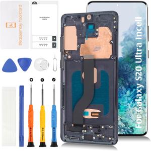 InCell S20 Plus LCD Screen Replacement for Samsung Galaxy S20 Plus with Cosmic Black Frame G985 G986 LCD Screen Touch Digitizer Assembly(No Fingerprint Function)