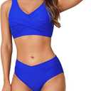 Women's High Waisted Bikini Set Twist Front Two Piece Swimsuit Lace Up Tie Back Bathing Suits, Size XL