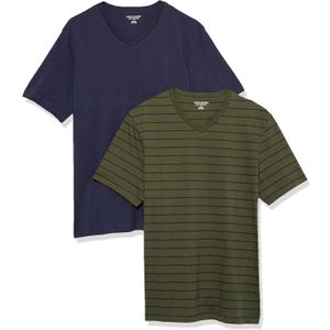 Amazon Essentials Men's V-Neck Short-Sleeve T-Shirts, Pack of 2 (XS)