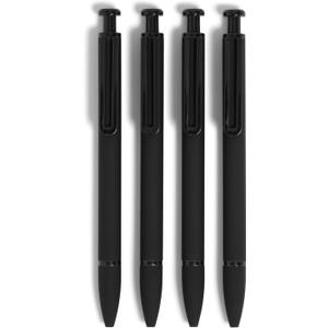 U Brands Midnight Monterey Ballpoint Pens, 4 Count, Black Soft Touch, Painted Black Details, Bold (1.0 mm) Point, Black Ink