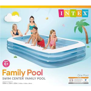 Intex: Swim Center Family Pool - 120 x 72 x 22 - Blue - Inflatable Pool, Splash & Wade, Backyard Water Play, Vinyl, Wide Side Walls, 277 Gal, Kids 6+