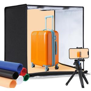 PULUZ Light Box 24x24in, Portable Photo Studio Light Box with 120 LED Lights 6 Color backdrops Professional Photography Lighting Tent Kit for Big Product Photography Lightbox