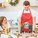 6PCS Christmas Bamboo Kitchen Utensils Set with Apron Wooden Spoons for Cooking&Serving Set Cooking Engraved Patterns for Kitchen Christmas Gifts for Women Men Mom House Kitchen Decor