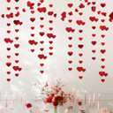 Red Heart Garland Hanging Sparkling Love Streamer Glitter Bunting Banner Twinkle Heart Backdrop for Wedding Engagement Valentines Galentines Birthday Party Decor 40 Feet