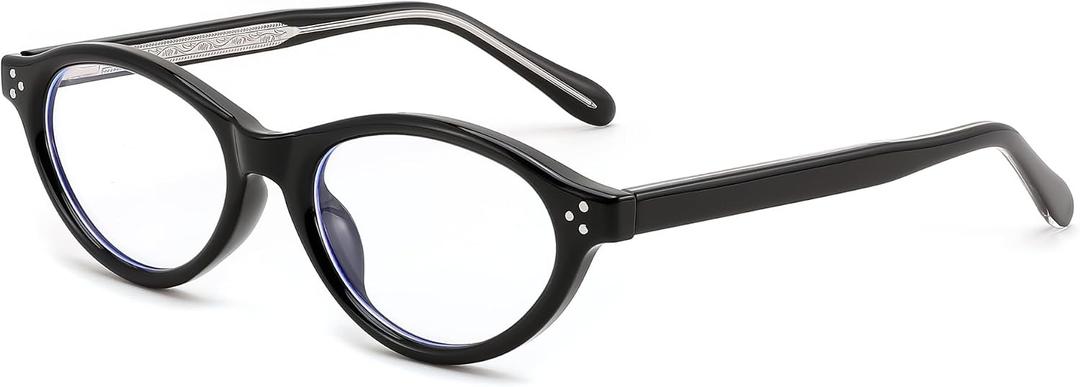 FEISEDY Oval Cat Eye Blue Light Blocking Glasses Women, Retro Small Computer Gaming Eyewear 90s Glasses Frame B0395