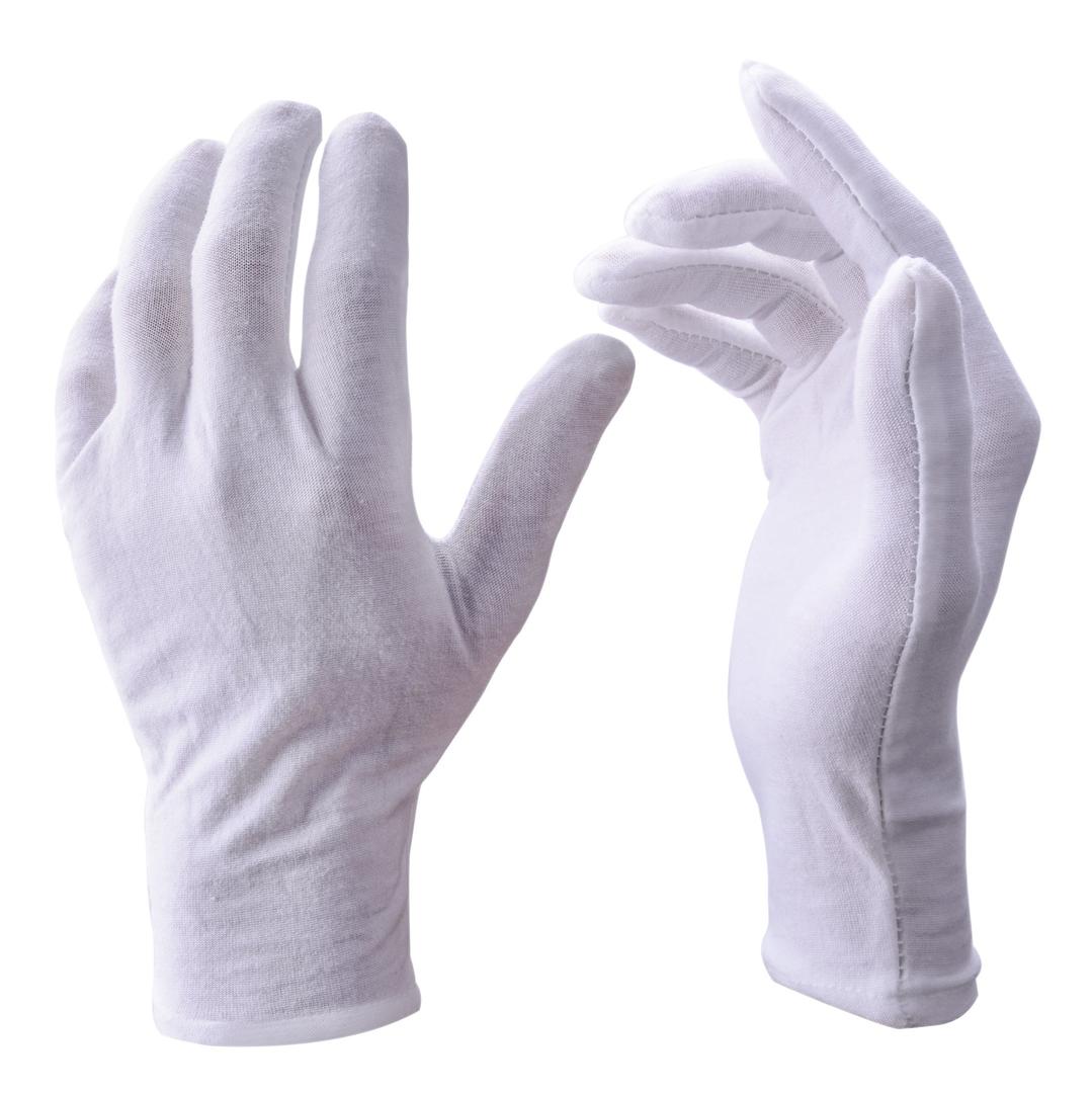 12 Pairs White Cotton Gloves Soft Cloth Dust Hand Gloves Work for Men Women Art Crafting Handling, Eczema, BBQ, Coin Jewelry Watch Inspection, Dry Hands Sleeping, Archival, X-Large