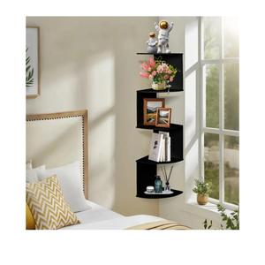LuiceABC Corner Shelf Wall Mount, 5 Tier Corner Floating Shelf for Home, Bedroom, Office, Bathroom, Living Room Decorative (Black