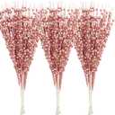 18 Pack Artificial Glitter Berry Stem Ornaments 15.7in Decorative Christmas Picks Glittery Bead Sticks Branches for Christmas Tree Decor DIY Wreath Crafts Home Decor (Rose Gold)