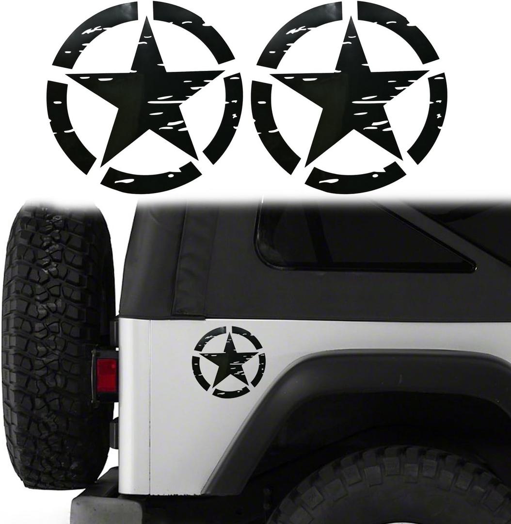 Hooke Road Car Body Stickers Bumper Decals Decoration Trim in Black for Jeep Wrangler YJ TJ JK JL Gladiator Tacoma Tundra RAM Pickup Truck - Pair,6.3inches