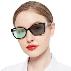 OCCI CHIARI Transition Photochromic Bifocal Reading Glasses Womens,Large Clear UV Protection Sunglasses Readers 3.0 (Black +300)