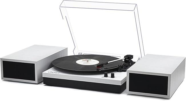 LP&No.1 Record Player with Stereo Bookshelf Speakers, Vintage 3-Speed Belt Drive Turntable, Wireless Input, RCA Output, Auto Stop Function | Green