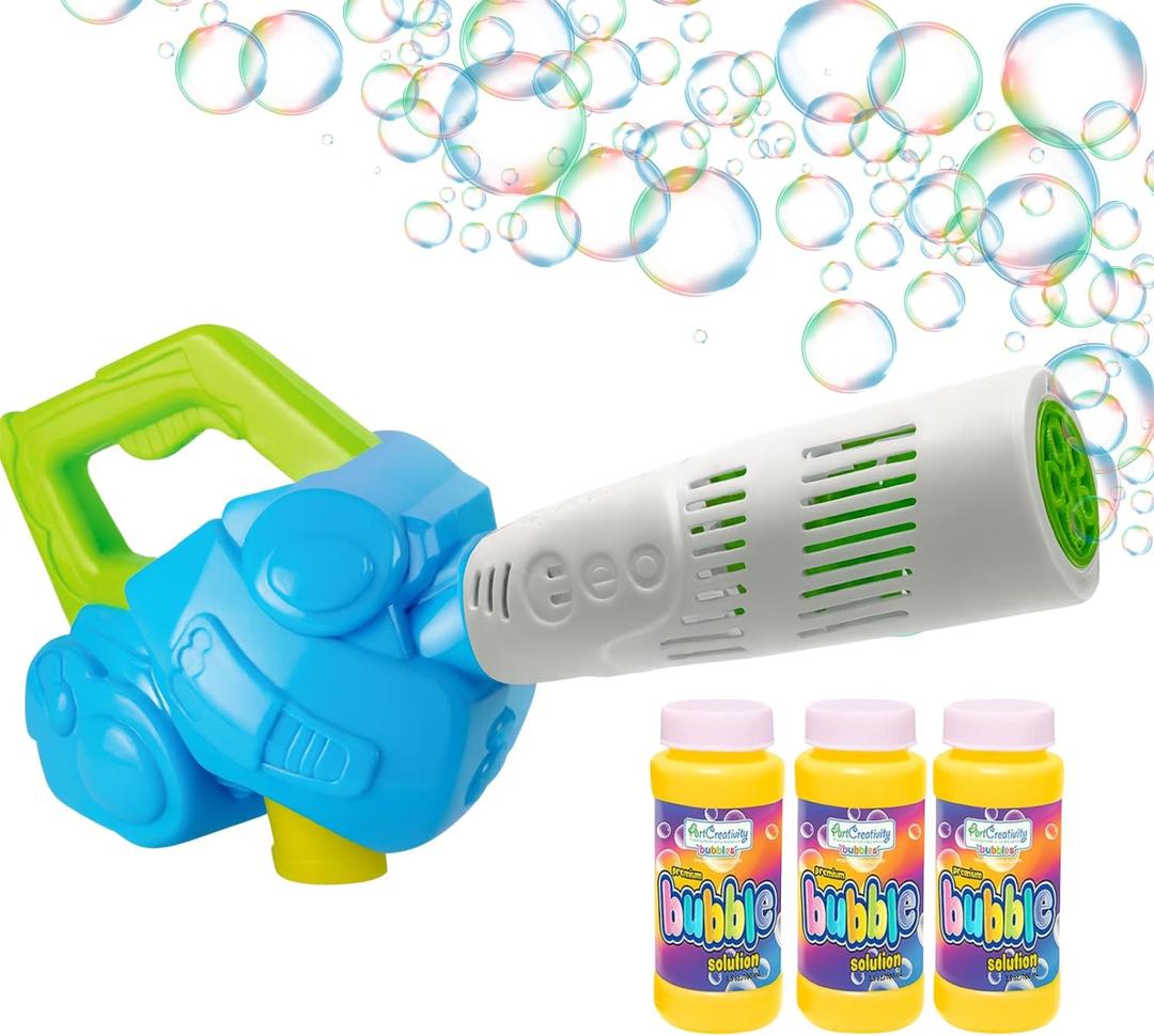 ArtCreativity Bubble Leaf Blower with 3 Refill Solutions, Outdoor Bubble Toys for Toddlers 1-3, 2 Year Old Boy Birthday Gift Toys, Christmas Toddler Toys for Boys, Bubble Machine for Kids
