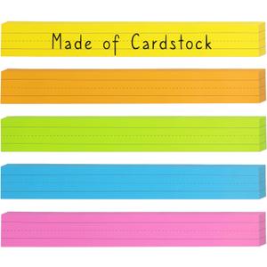 Chell Colored Sentence Strips Cardstock, Pack of 100, 3 x 24 Rainbow Color Word Learning Strips Handwriting Practice Tools for Teachers, Classroom and Office, 5 Colors