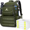 N NEVO RHINO Fishing Tackle Backpack with Rod Holders, 40L Large Fishing Bag with Waterproof Rain Cover, Outdoor Tackle Bag
