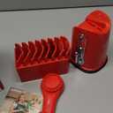 SUSTEAS Rotary Cheese Grater with Handle - Vegetable Shredder with 5 Well-designed Blades & Strong Suction Base,Round Mandoline Slicer & Food Chopper for Kitchen,with Blade Storage Box(Red)