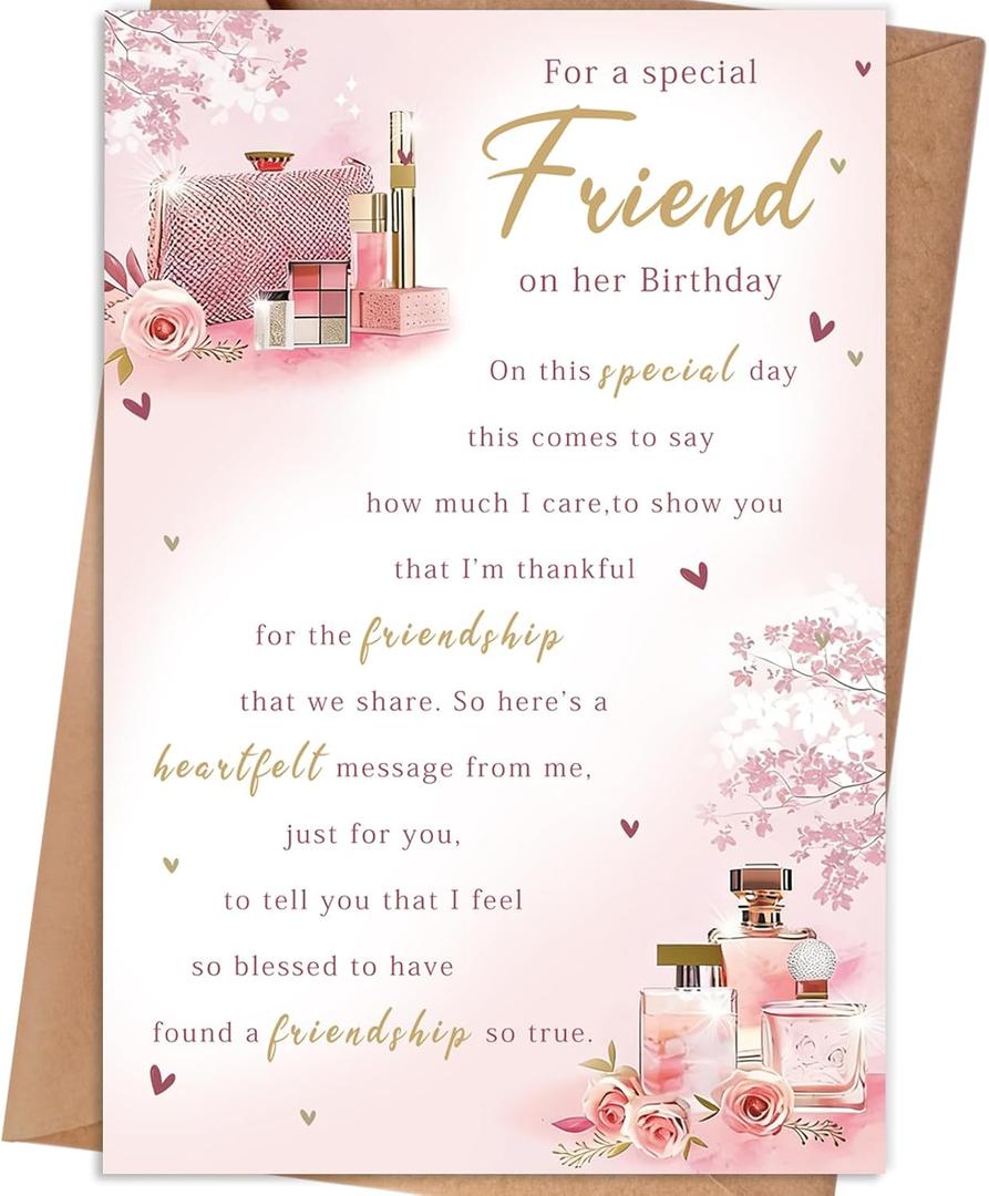 Birthday Card Gifts for Best Friend Woman Her, 8×5.3 inches