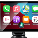 Wireless Apple Carplay Screen for Car, 7" HD Touch Screen Portable Car Stereo for Carplay & Android Auto