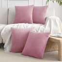 JELLYMONI Velvet Throw Pillow Covers Set of 4, 18 x 18 Inch Blush Pink Decorative Cushion Covers, Soft Square Pillowcases for Sofa, Couch, Bed  No Insert Included