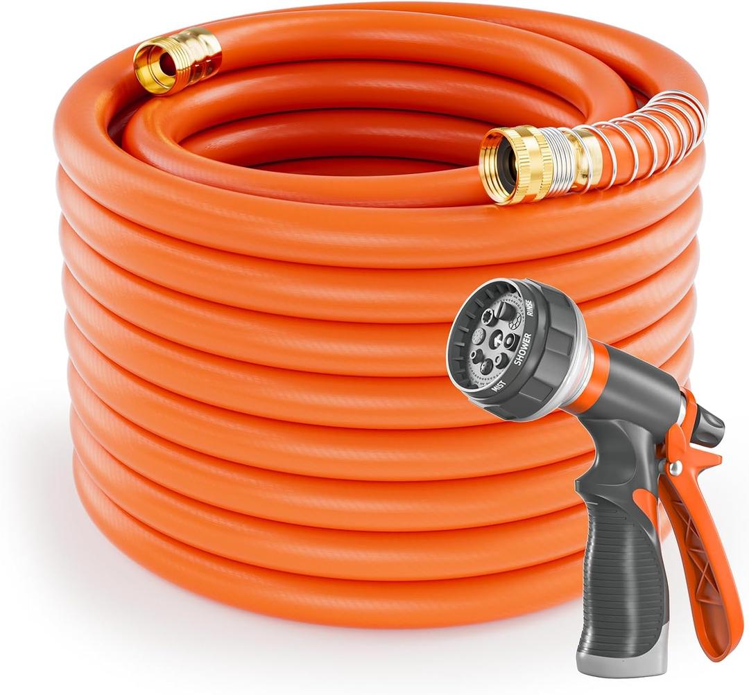 Garden Water Hose 200 ft x 3/4" for yard, Heavy Duty & Flexible
Lightweight, Kink-less, Hybrid Rubber Pipe, 600 PSI Burst, 3/4" Solid Brass Fittings, for Outdoor, Garden, Lawn & Backyard