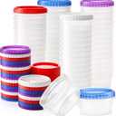 Okllen 40 Pack Small Storage Container Boxes, 10 OZ Food Container Jar with Airtight Screw Lid, Reusable Wide Mouth Slime Cup for Snack, Soup, Fruit, BAP Free, Sturdy Plastic