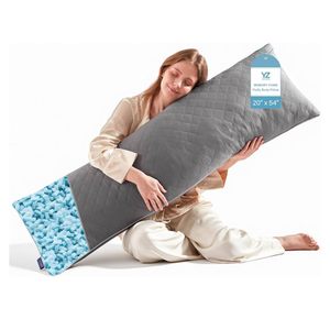 YZ HOME Long Body Pillow for Adults - Firm Body Pillow Insert with Shredded White Memory Foam, Adjustable Height, Soft Support for Side Sleeping, Pregnant Women, Washable (Grey, 20x54 Inch) 2 pack