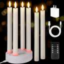 Rechargeable Flameless Taper Candles, 6 Pcs Real Wax Rechargeable LED Candles Flickering with Remote Timer and Charging Base, Battery Operated Candlesticks for Christmas Wedding Party Home Decor