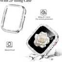 Mosonio Compatible with Apple Watch Band 38mm 40mm 41mm 42mm 44mm 45mm 46mm 49mm with 2 Pack Case Women, Jewelry Replacement Metal Bands Strap with Bling PC Protective Case for iWatch Ultra SE Series 11/10/9/8/7/6/5/4/3/2/1 (Sizes Vary By Mode)