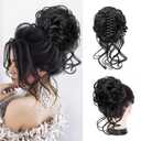 Messy Bun Hair Piece Claw Clip Bun Hair Accessories for Women Messy Wavy Curly Bun Extensions Short Tousled Updo Synthetic Black Hair Extensions Messy Bun Ponytail Extensions (Black)