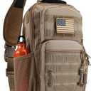 Rover Sling Pack Tactical Shoulder Sling Bag Backpack with Bottle Holder Crossbody Chest Bag, Coyote